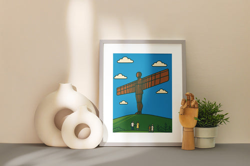Angel Of The North Cartoon Print